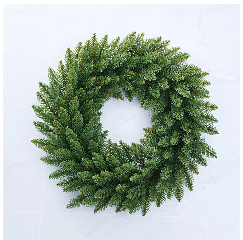 Christmas Green Pine Needle Wreath – Front Door Garland Decoration (30/40/50cm)