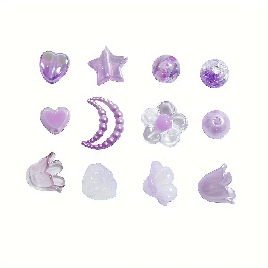 13-Grid Purple Plum Blossom Acrylic Beads Set