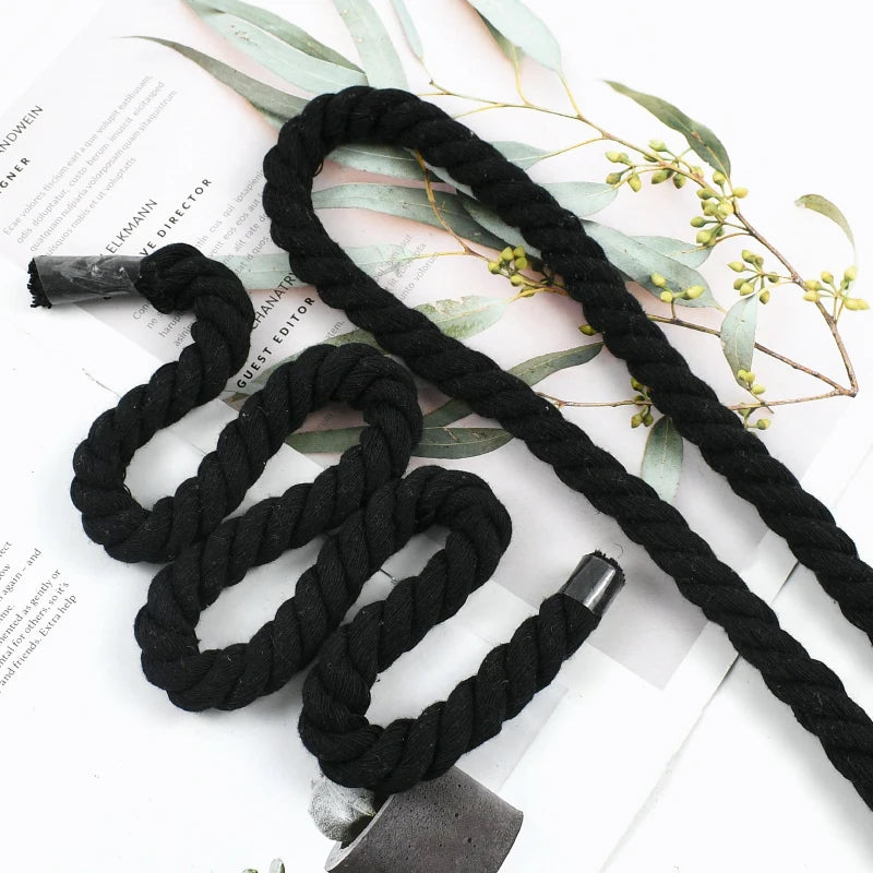 Black Macrame Cord – 2–10M Twisted Cotton Rope (5–20mm) for DIY Crafts & Home Décor