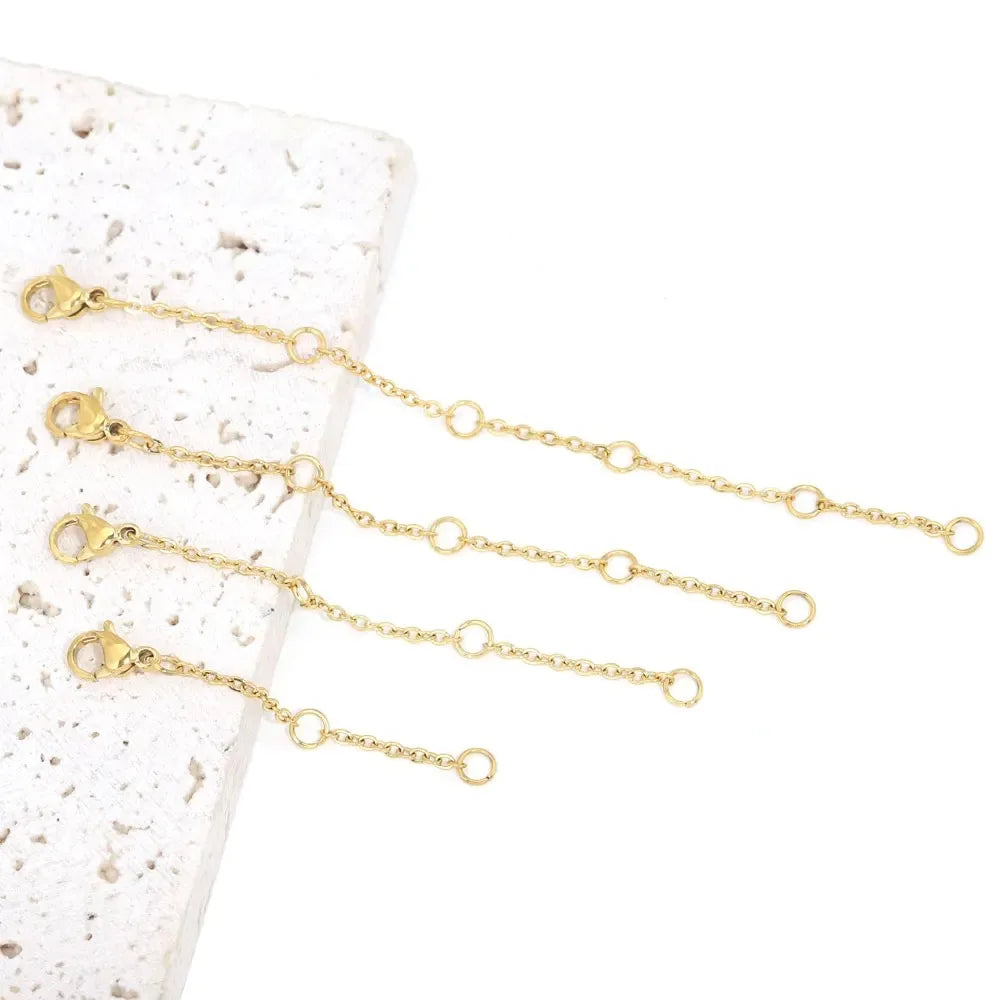 10PCS Stainless Steel Extension Chains with Lobster Clasps – DIY Jewelry Connectors