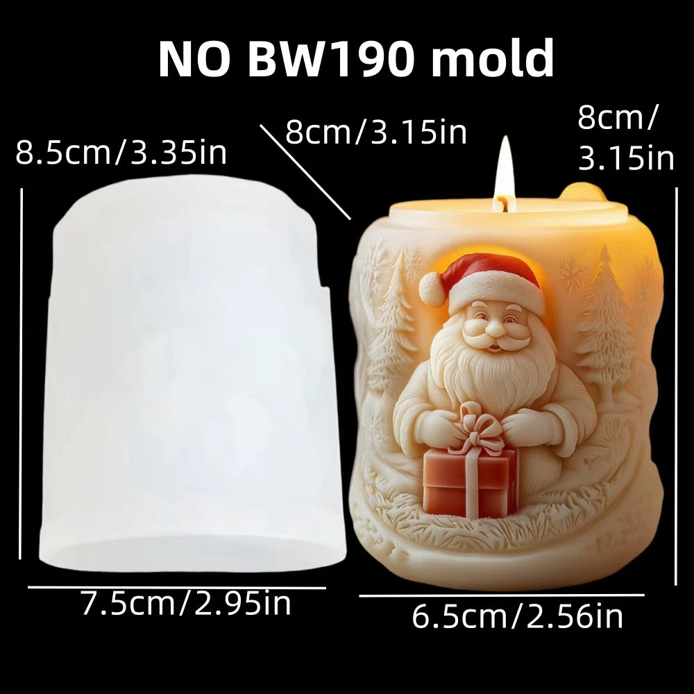 3D Reindeer & Santa Silicone Candle Mold – Christmas Resin Mold