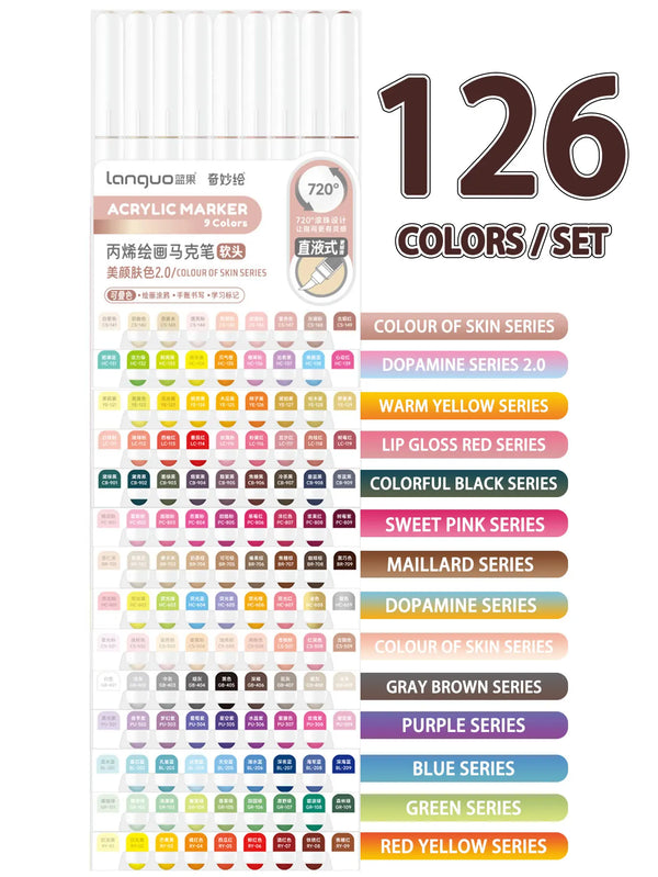 Acrylic Marker Pen Set – 9PCS Soft Brush DIY Paint Art Markers for Students