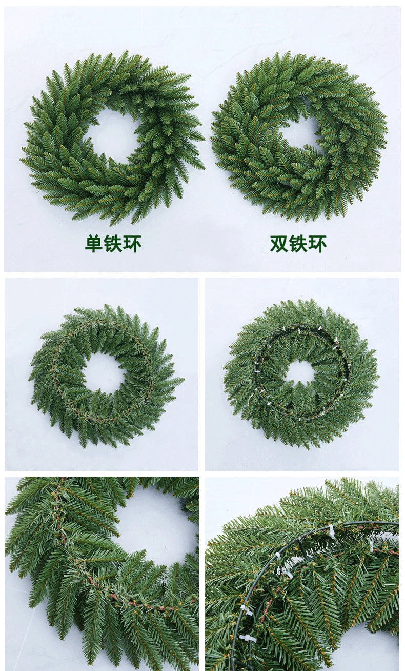 Christmas Green Pine Needle Wreath – Front Door Garland Decoration (30/40/50cm)