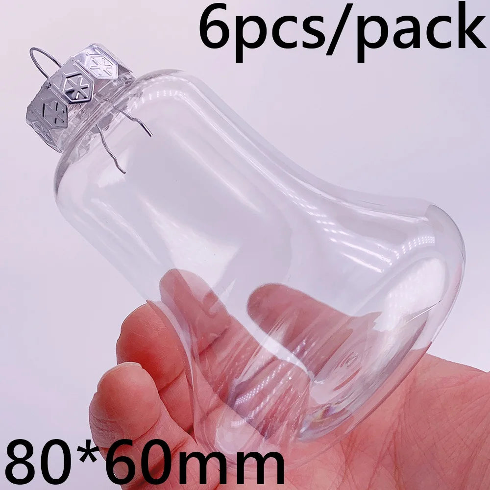 6pcs Transparent Shatterproof Christmas Baubles – 80mm Plastic Ornaments