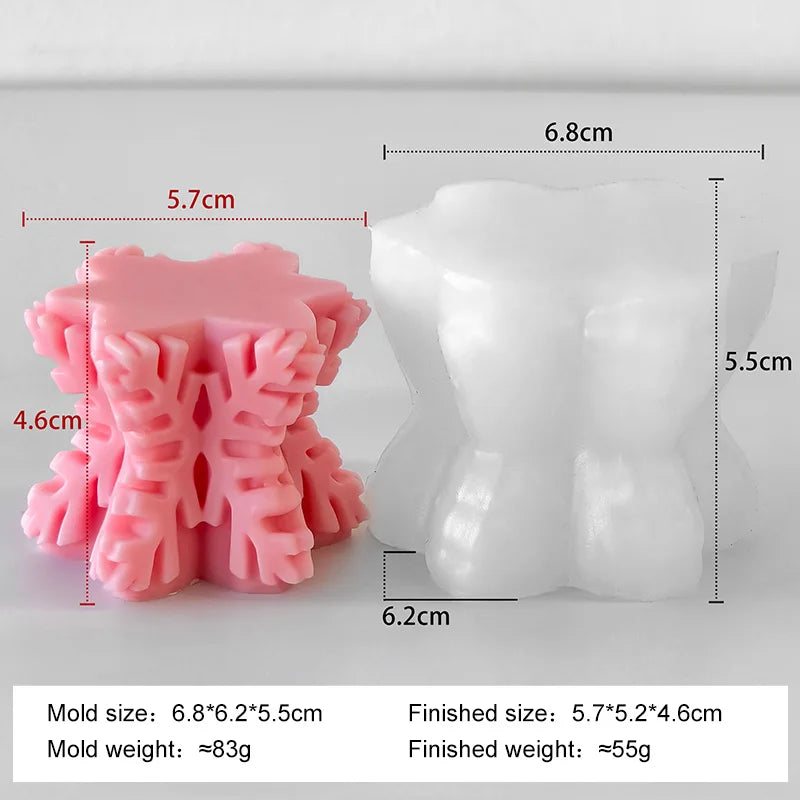 ❄️ Christmas Snowflake Pillar Candle Silicone Mold – DIY Candle, Soap & Chocolate Craft Mould