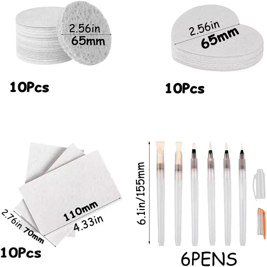 🎨 30PCS 3D Magic Drawing Canvas Sponge with Water Brush – Kids DIY Painting Art Paper Set