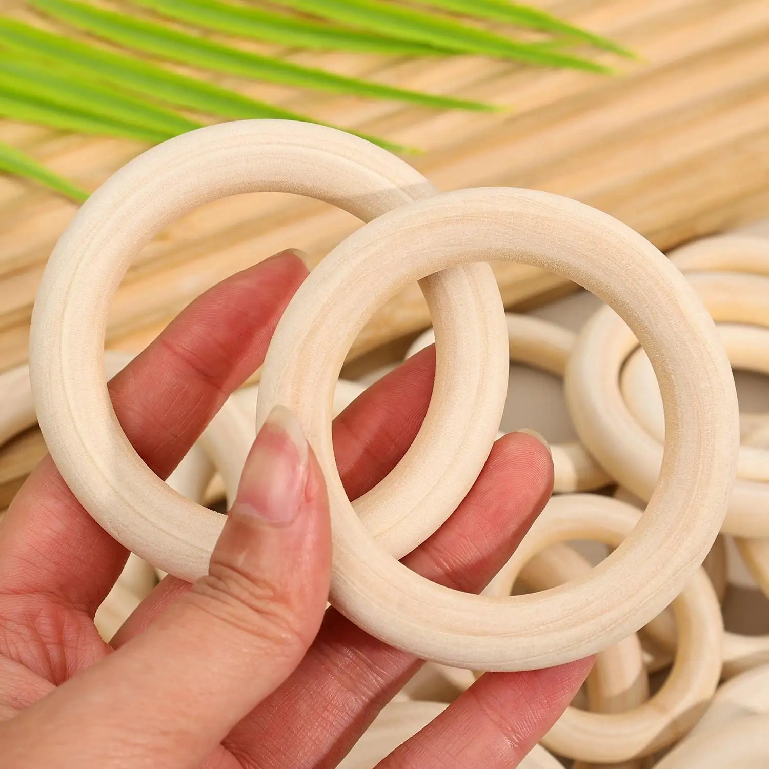 Unfinished Solid Wooden Rings 30–70mm for DIY Crafts