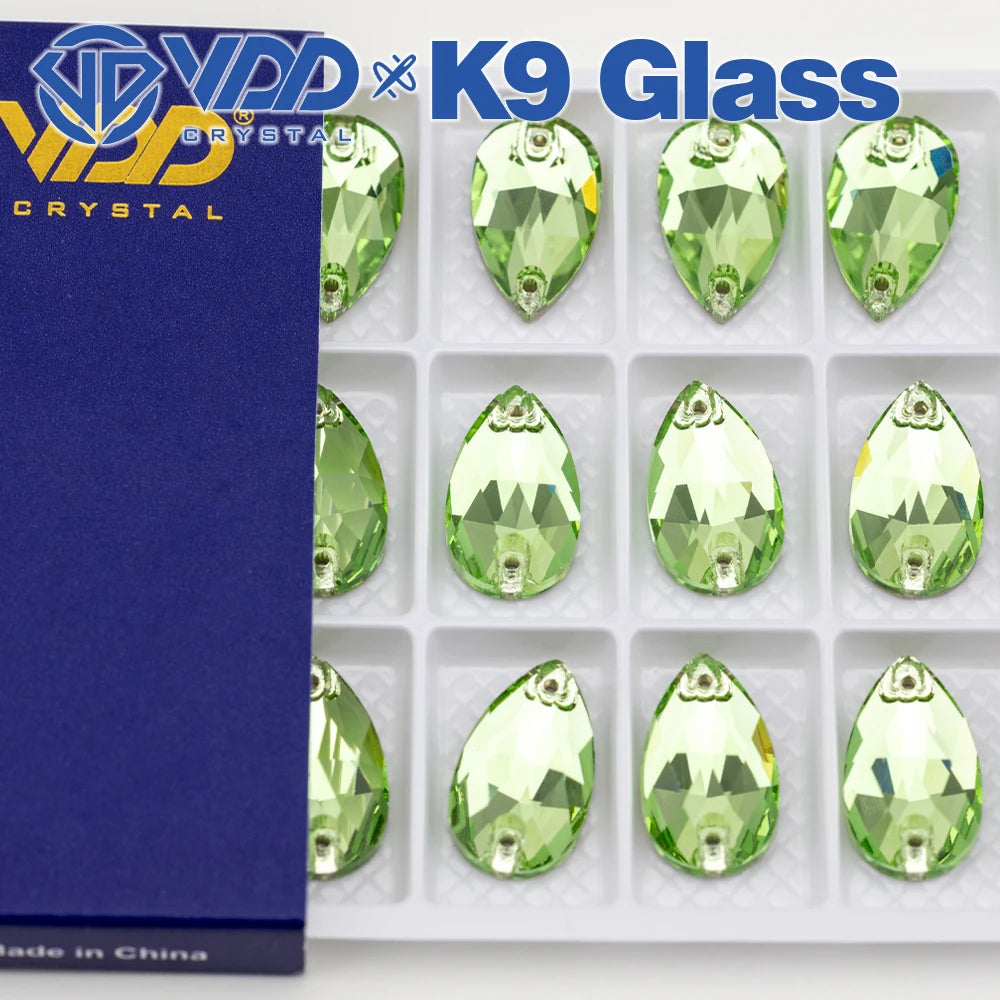VDD Pear-Shaped K9 Glass Sew-On Rhinestones – Multicolor Crystal Stones