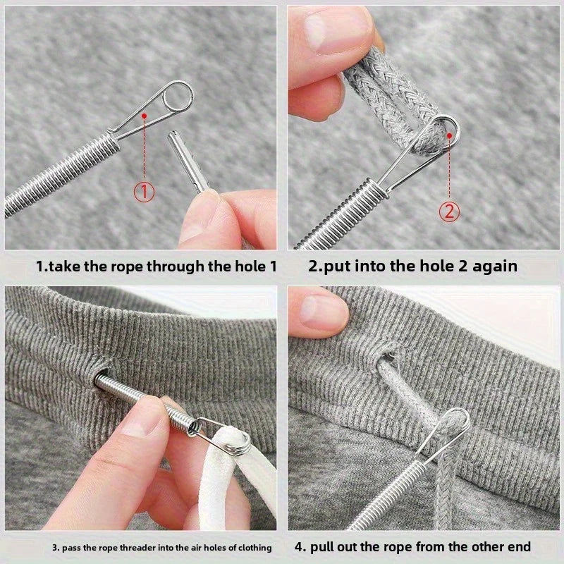 Bendable Drawstring Threader – Spring Clip for Pants & Hoodies
