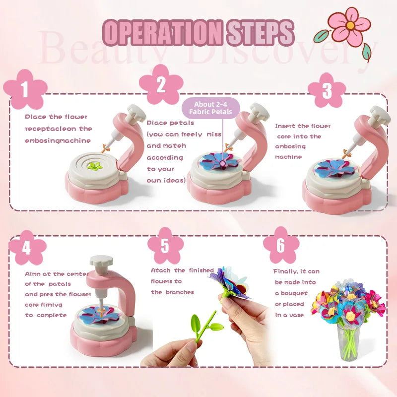 Fabric Flower DIY Craft Kit – Handmade Bouquets for Kids’ Toys & Gifts