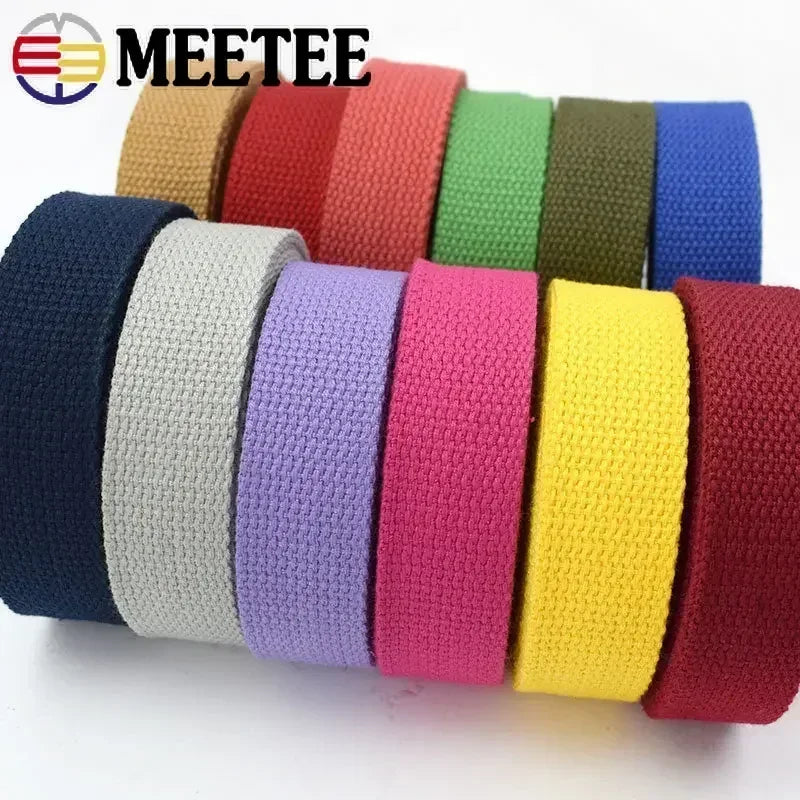 4M Cotton Webbing Tape – 1.3mm Thick Strap for Bags, Belts & DIY Sewing (20–50mm)