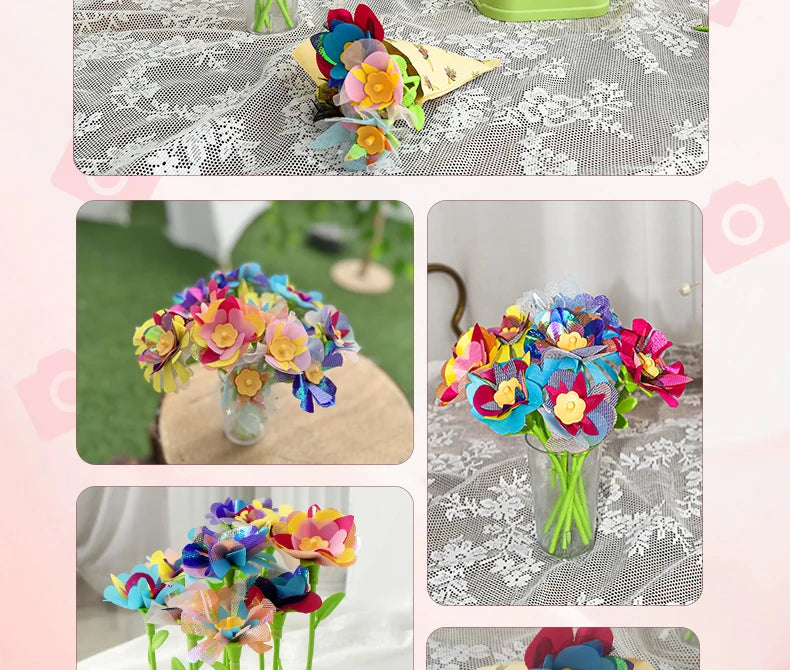 Fabric Flower DIY Craft Kit – Handmade Bouquets for Kids’ Toys & Gifts