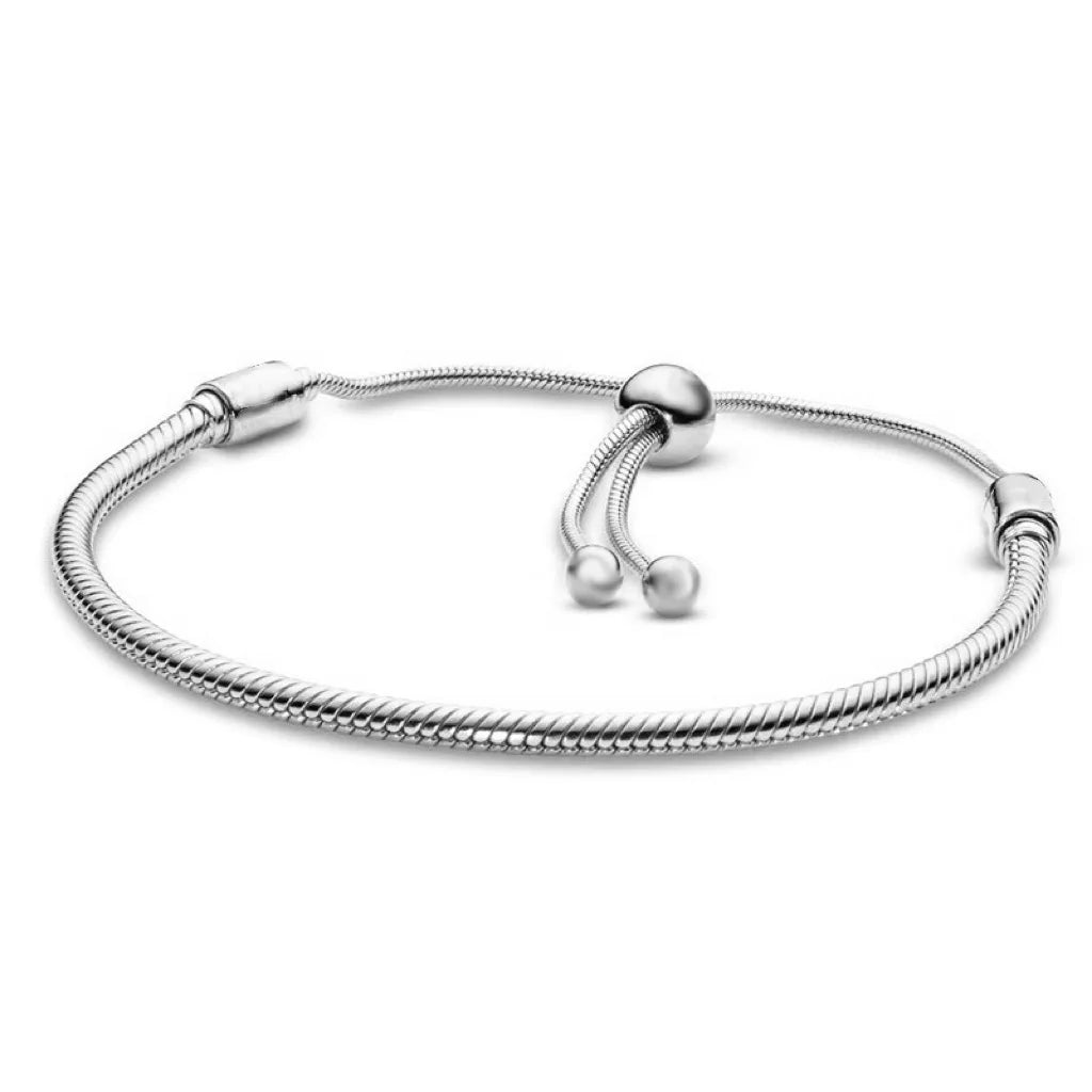 Adjustable 925 Sterling Silver Bracelet – DIY Fashion Charm Jewelry for Women