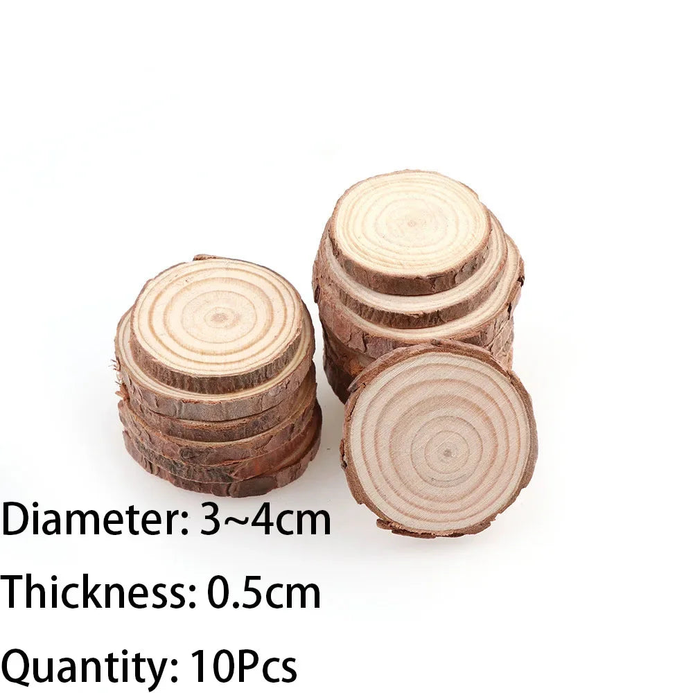 Natural Pine Wood Slices with Bark – 3–16CM Unfinished Round Log Discs (1–10pcs)