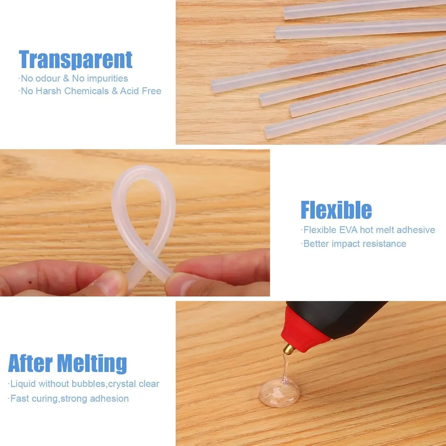 Strong Adhesive Hot Glue Sticks – Transparent
