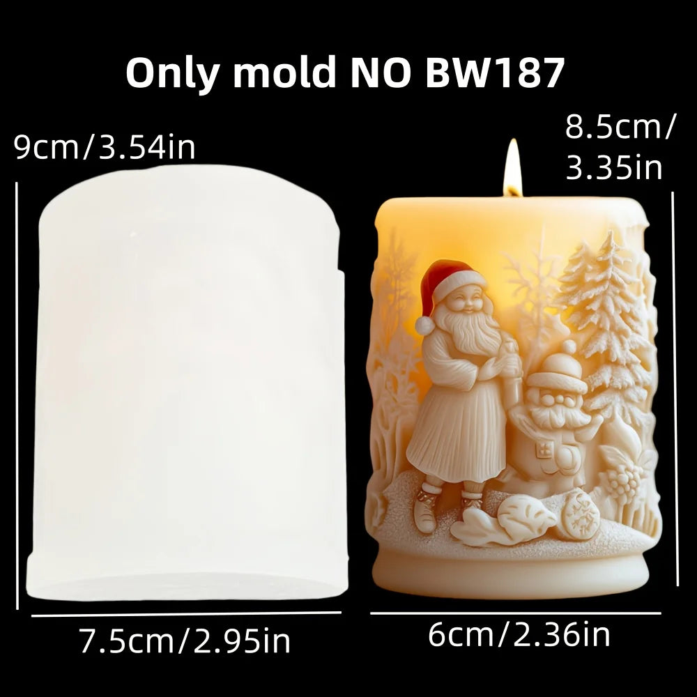 3D Reindeer & Santa Silicone Candle Mold – Christmas Resin Mold
