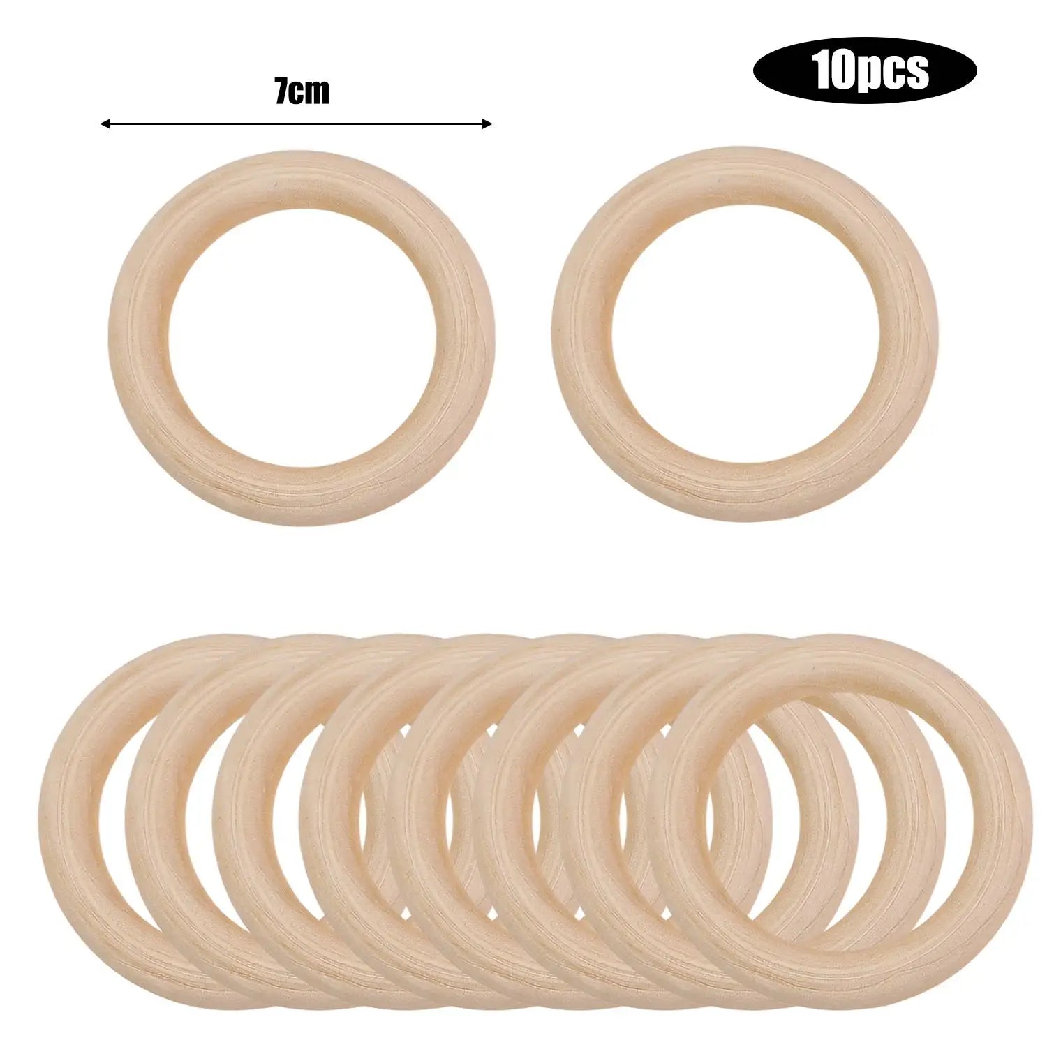 Unfinished Solid Wooden Rings 30–70mm for DIY Crafts