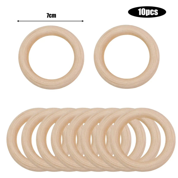 Unfinished Solid Wooden Rings 30–70mm for DIY Crafts