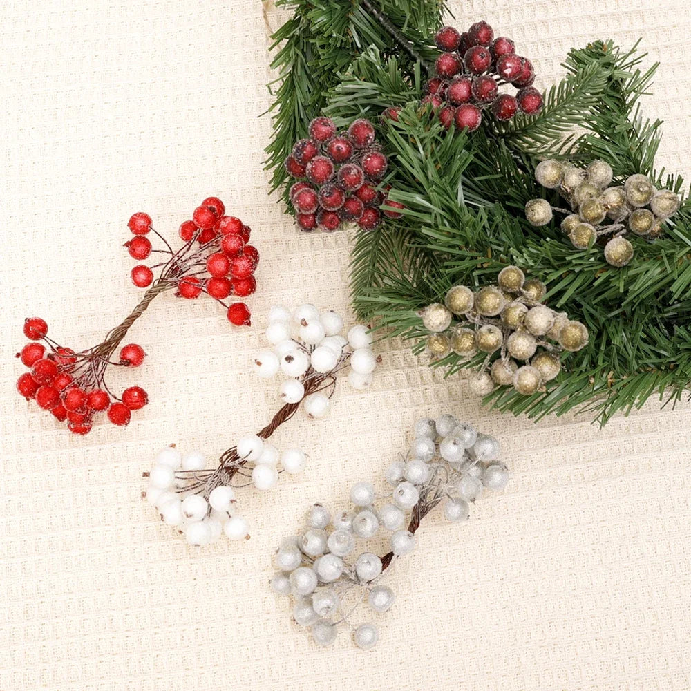 Frosted Holly Berries – Mini Artificial Christmas Berry Bouquet for DIY Wreaths & Décor