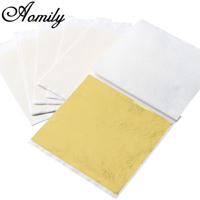 Aomily 100 Sheets 9x9cm Gold Leaf – Gilding for Crafts & Furniture
