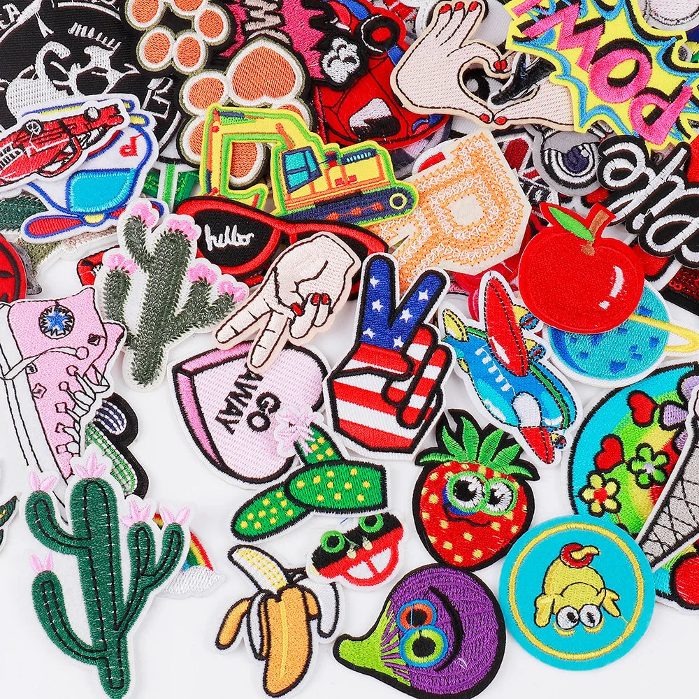 Random Mix Embroidered Iron-On Patches – DIY Clothing & Jeans Applique