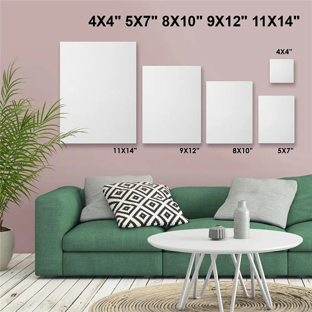 🎨 4-Pack White Blank Square Artist Canvas Boards – Cotton Panels for Acrylic, Oil & Watercolor Painting