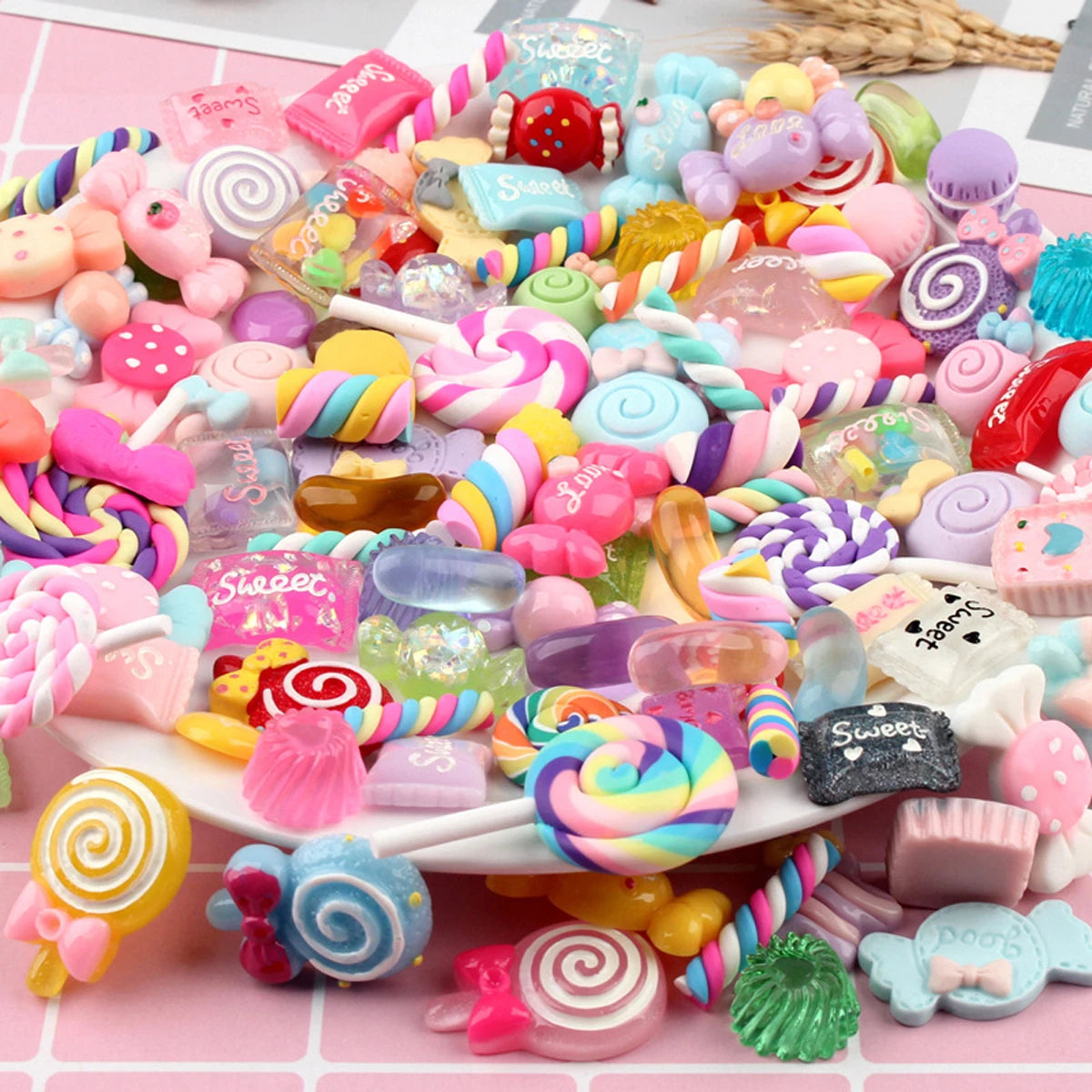 30pcs Candy Resin Slime Charms – Cute Mixed Flatback Sweets for DIY Crafts