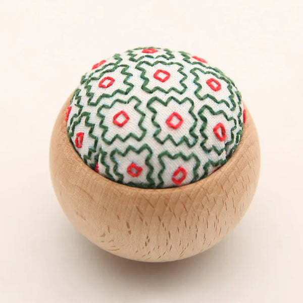 DIY Sashiko Pin Cushion with Wooden Base