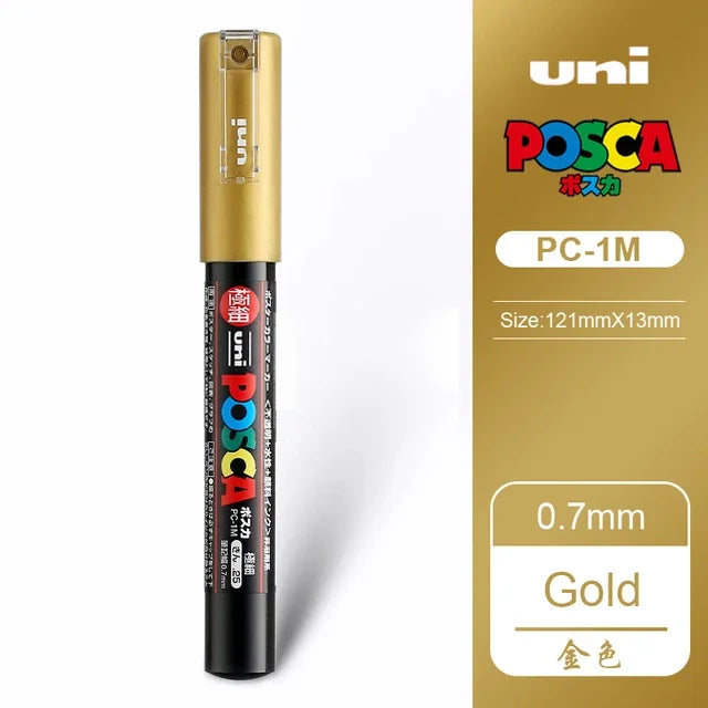 🎨 UNI POSCA Acrylic Paint Marker Set – PC-1M / PC-3M / PC-5M Quick-Dry Permanent Paint Pens