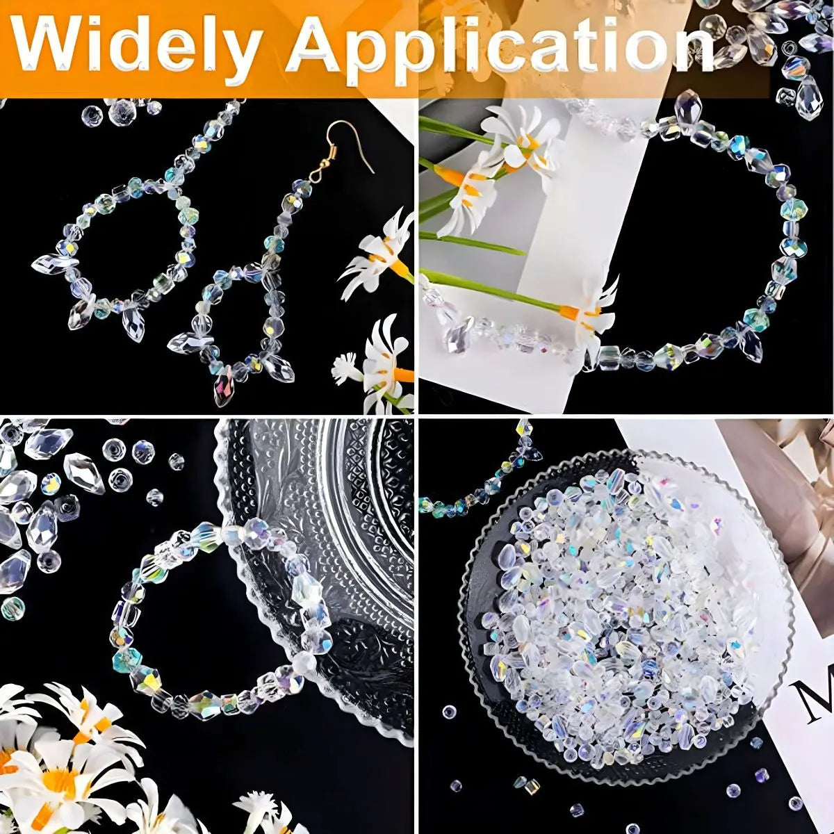 Mixed Crystal Glass Beads – 300PCS Bulk Assorted Beads for DIY Jewelry & Crafts