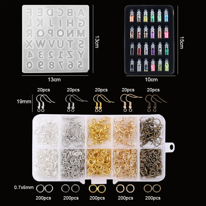 16-Style Epoxy Resin Mold Kit – Silicone Jewelry Casting Set for DIY Earrings
