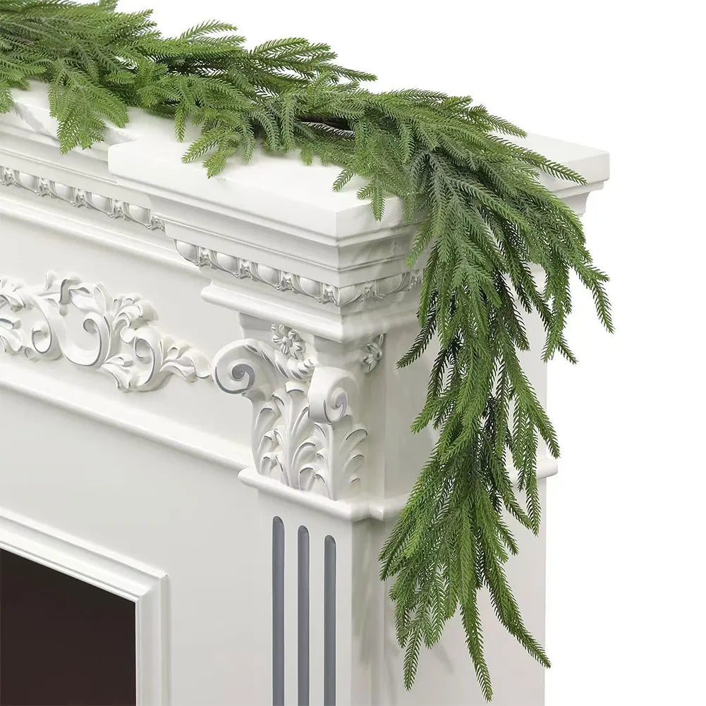 Artificial Norfolk Pine Garland – Realistic Faux Cedar Greenery for Christmas Décor