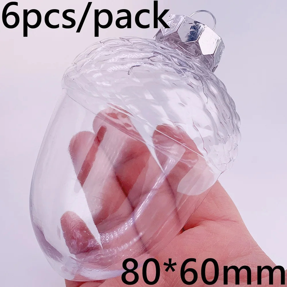 6pcs Transparent Shatterproof Christmas Baubles – 80mm Plastic Ornaments