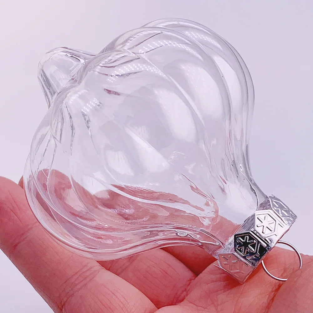 6pcs Transparent Shatterproof Christmas Baubles – 80mm Plastic Ornaments