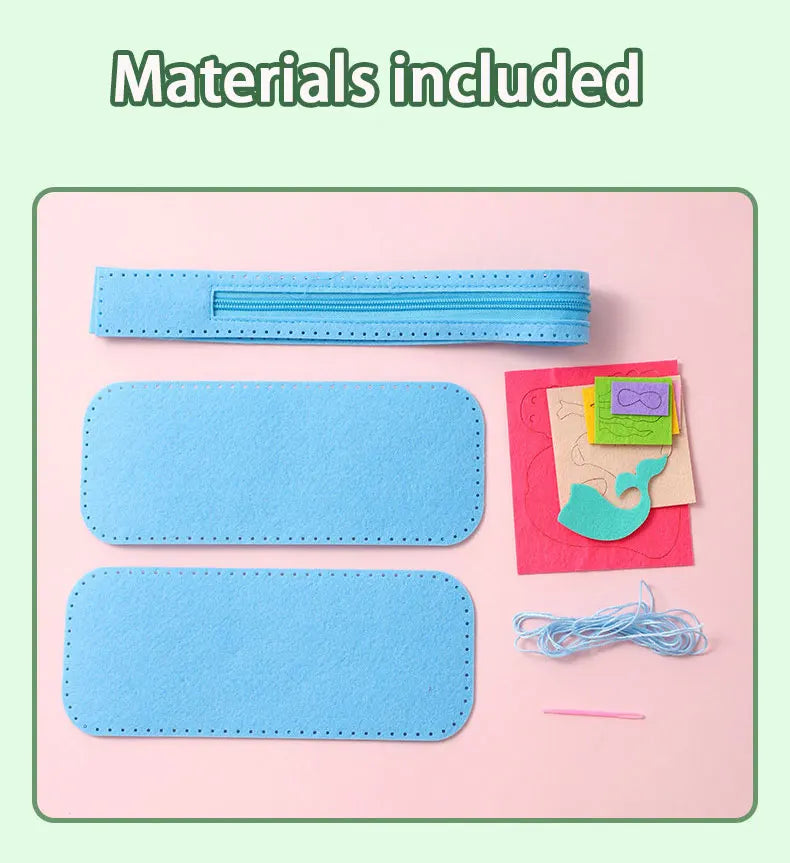DIY Sewing Stationery Bag Kit – Non-Woven Craft Set for Kids