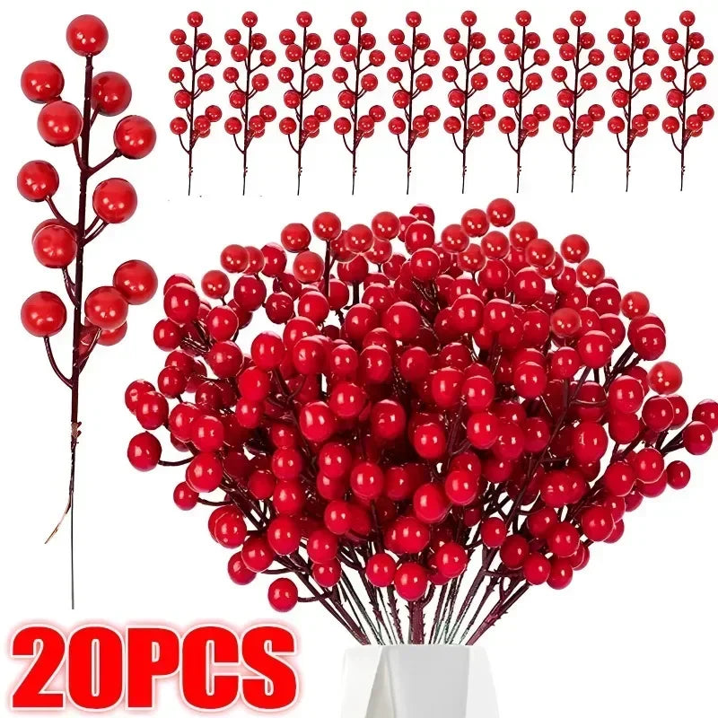 Artificial Holly Berry Stems – Christmas Décor