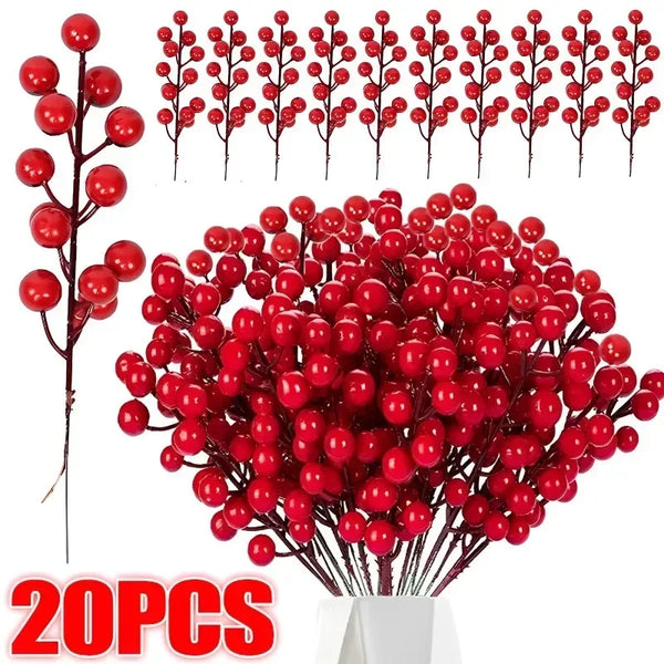 Artificial Holly Berry Stems – Christmas Décor