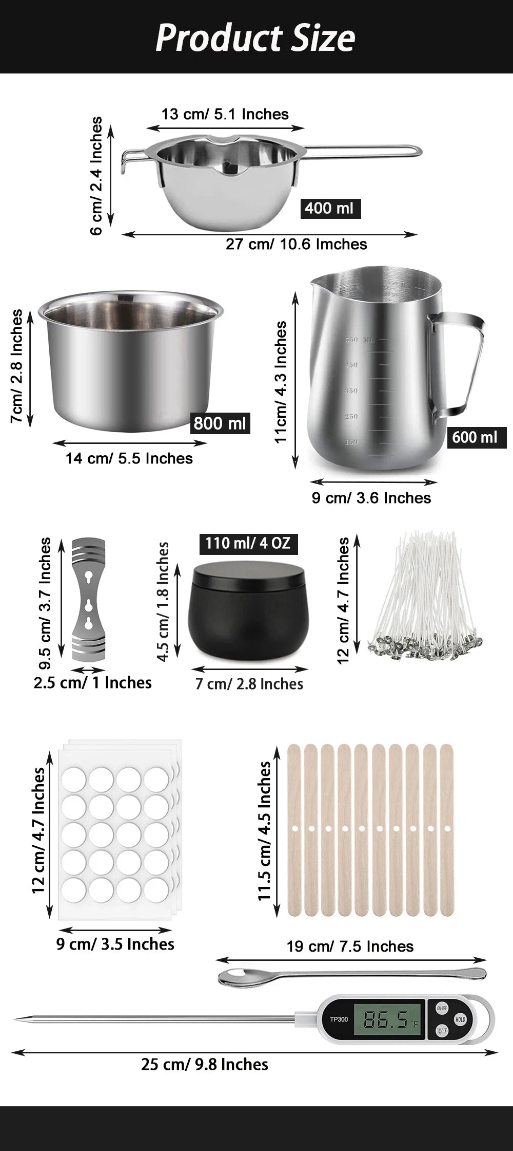 Complete DIY Candle Making Kit – Aromatic Candles with Tools & Wax Melting Pot