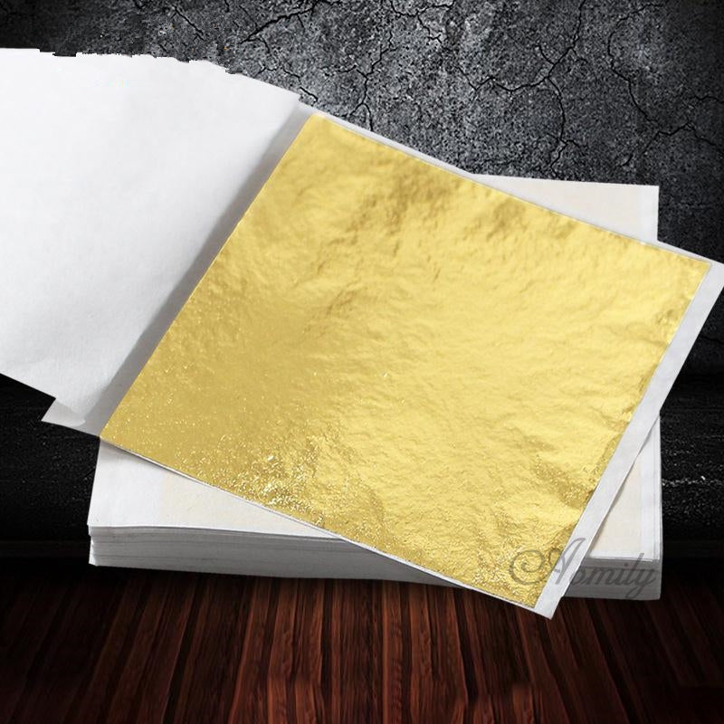 Aomily 100 Sheets 9x9cm Gold Leaf – Gilding for Crafts & Furniture