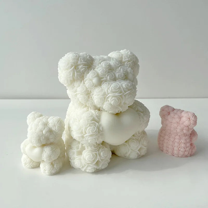 Rose Bear 3D Candle Silicone Mold