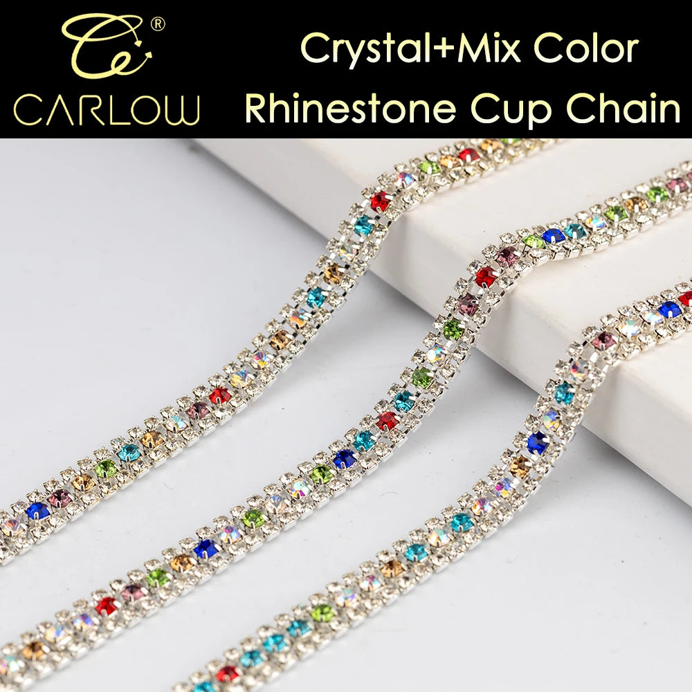 CARLOW AAAAA 3-Row Rhinestone Cup Chain – Gold Base
