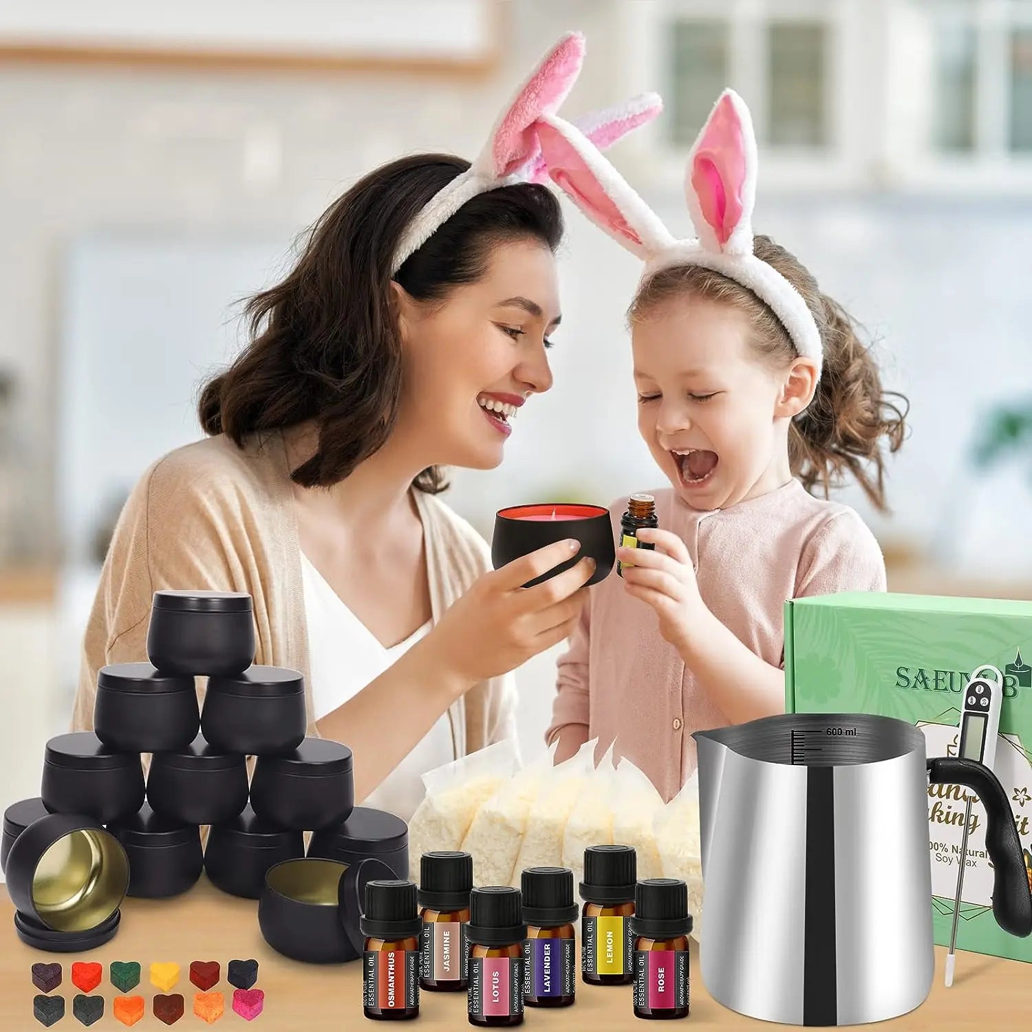 Complete DIY Candle Making Kit – Aromatic Candles with Tools & Wax Melting Pot