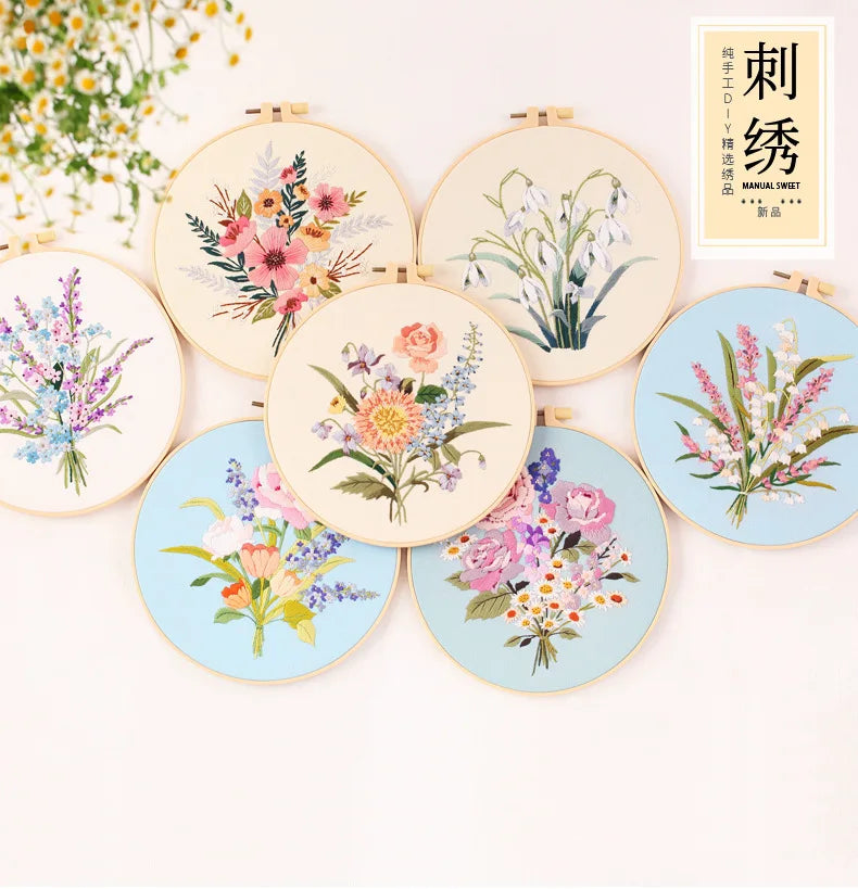 Embroidery Kit for Beginners – Fabric Cross Stitch Kit for Adults DIY