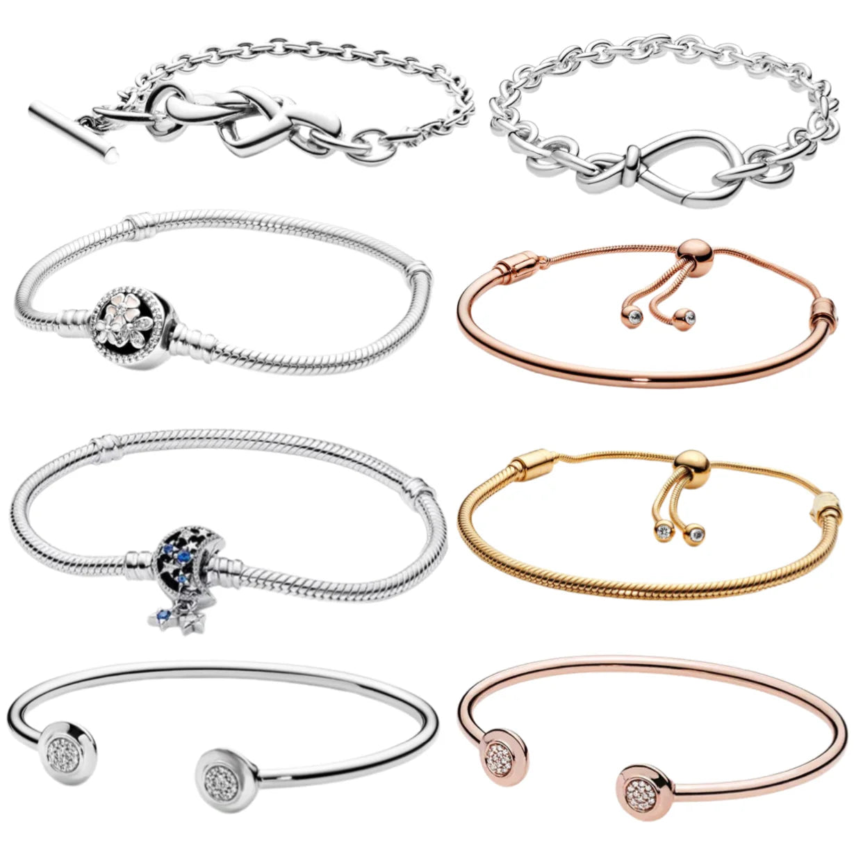 Adjustable 925 Sterling Silver Bracelet – DIY Fashion Charm Jewelry for Women