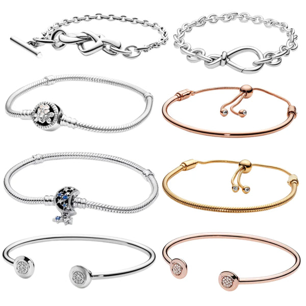 Adjustable 925 Sterling Silver Bracelet – DIY Fashion Charm Jewelry for Women