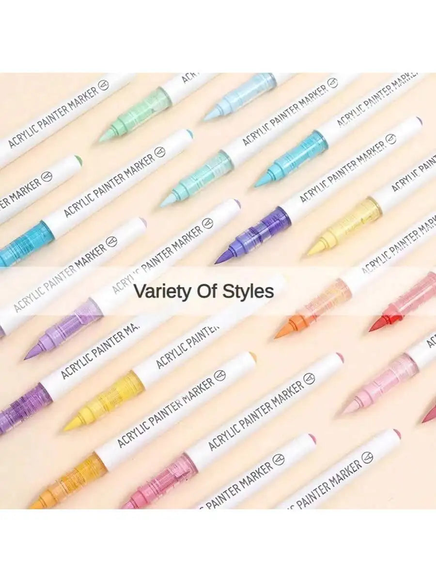 Acrylic Marker Pen Set – 9PCS Soft Brush DIY Paint Art Markers for Students