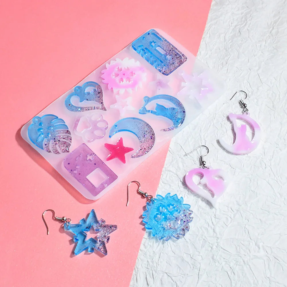 DIY Earring & Charm Mold – Heart, Leaf, Moon Shapes