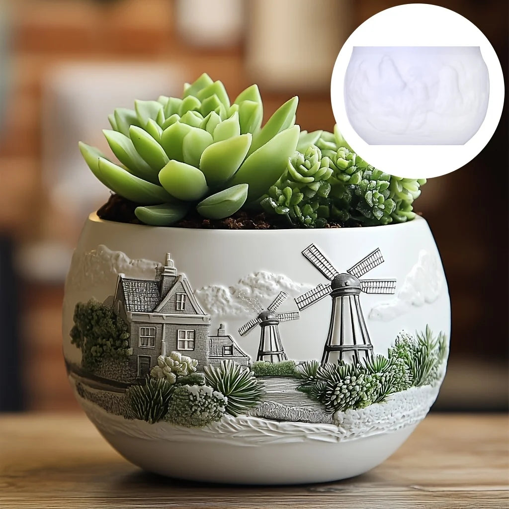 Mountain Landscape Silicone Mold – DIY Resin Planter, Trinket Box & Candle Cup
