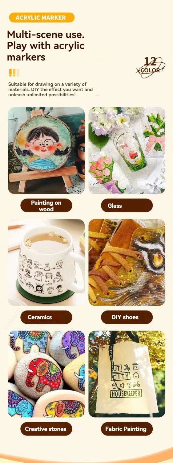 12–80 Color Acrylic Paint Marker Set