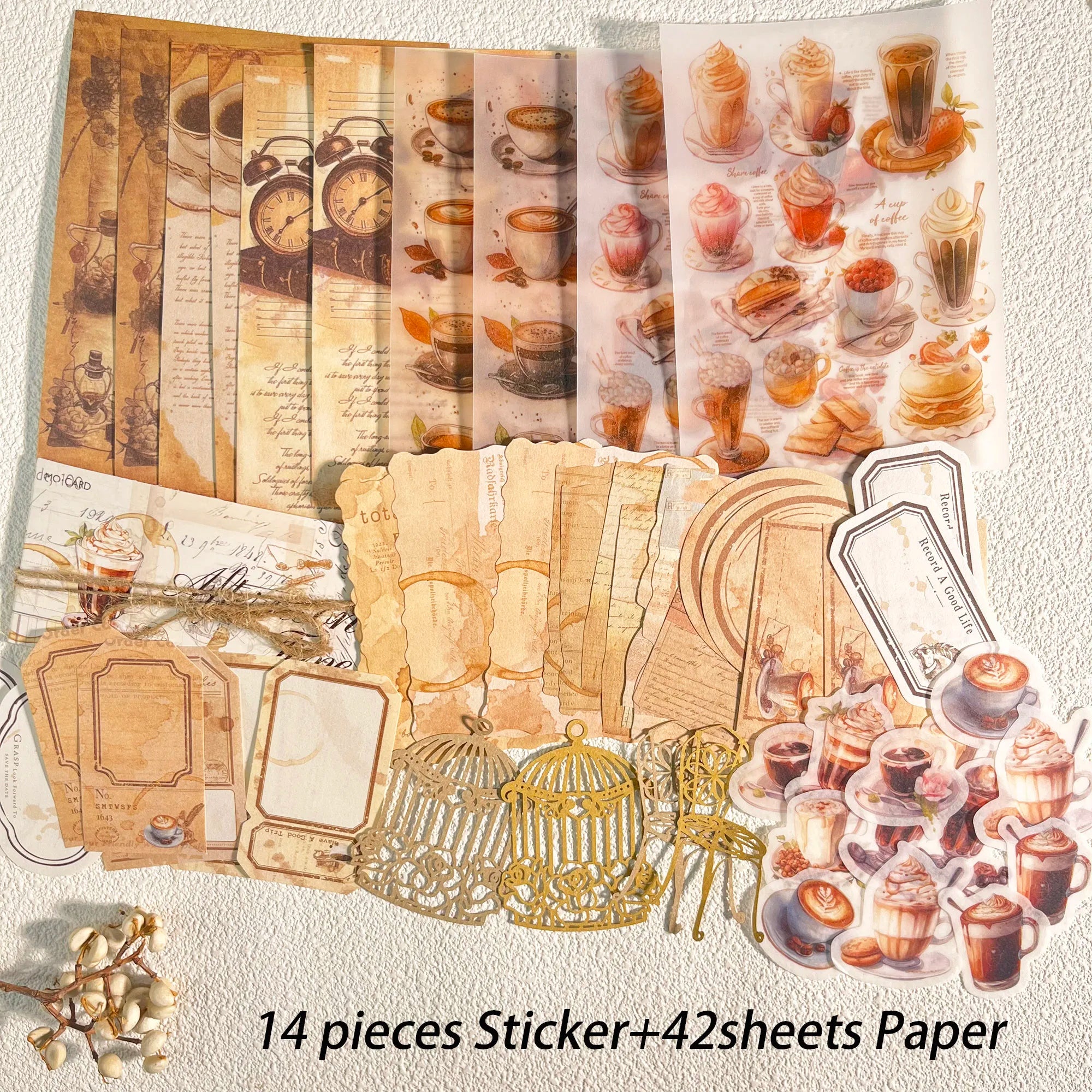 Vintage Aesthetic Scrapbook Kit – 56PCS Stickers & Papers for DIY Crafts & Journals